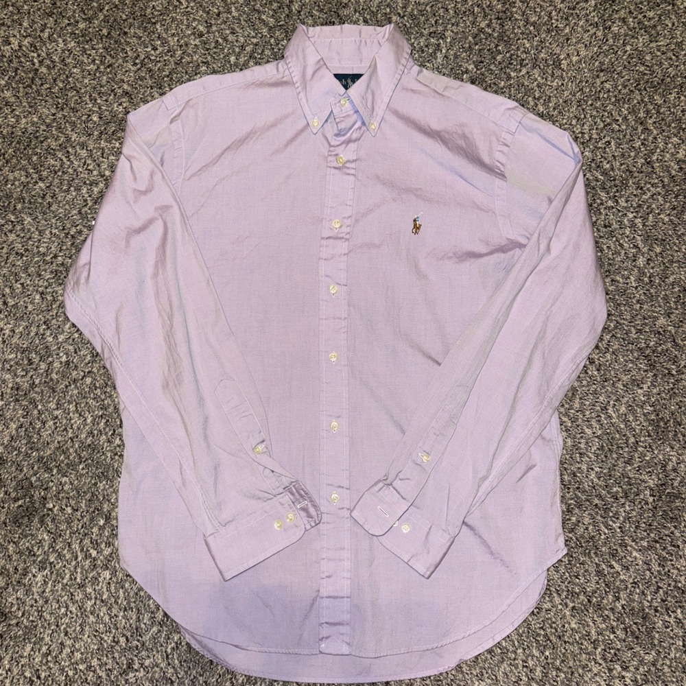 Ralph Lauren Classic Fit Button Down Shirt Purple Lavender 16 34/35 Mens